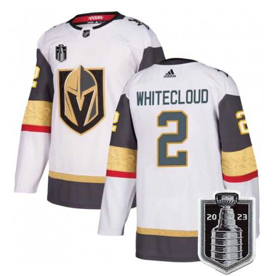 Mens Vegas Golden Knights #2 Zach Whitecloud White 2023 Stanley Cup Final Stitched Jersey Dzhi->vegas golden knights->NHL Jersey